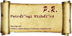 Petrányi Richárd névjegykártya